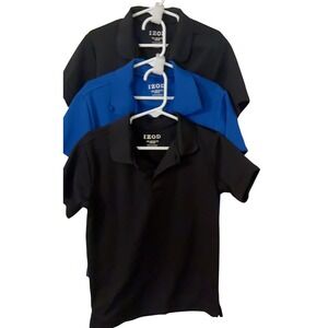 IZOD Boys XS (6/7) Polo Shirt Lot of 3, 2 Black & 1 Blue Short Sleeve Casual EUC